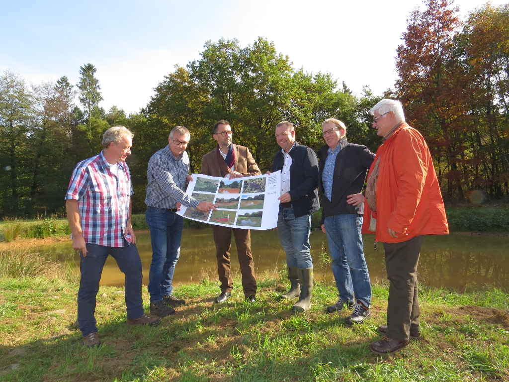 Uli Heintz NABU Landesvorsitzender, Eberhard Veith Geschäftsführer NLS, Minister Reinhold Jost, Michael Hoppstädter Direktor LfS, Ludger Wolf Kurator, Burkhard Wegmann stellvertr. OV Theley